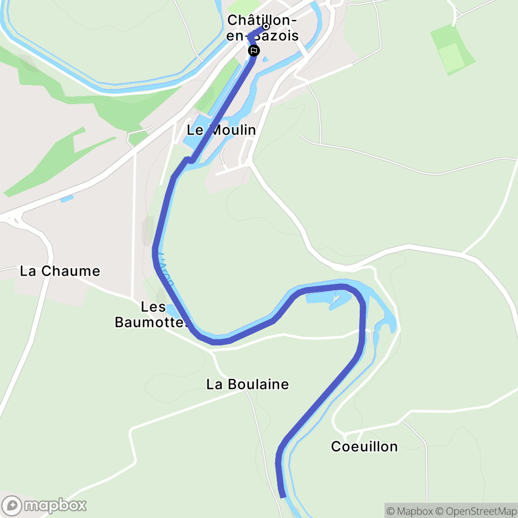 Châtillon-en-Bazois : carte du parcours de randonnée - France