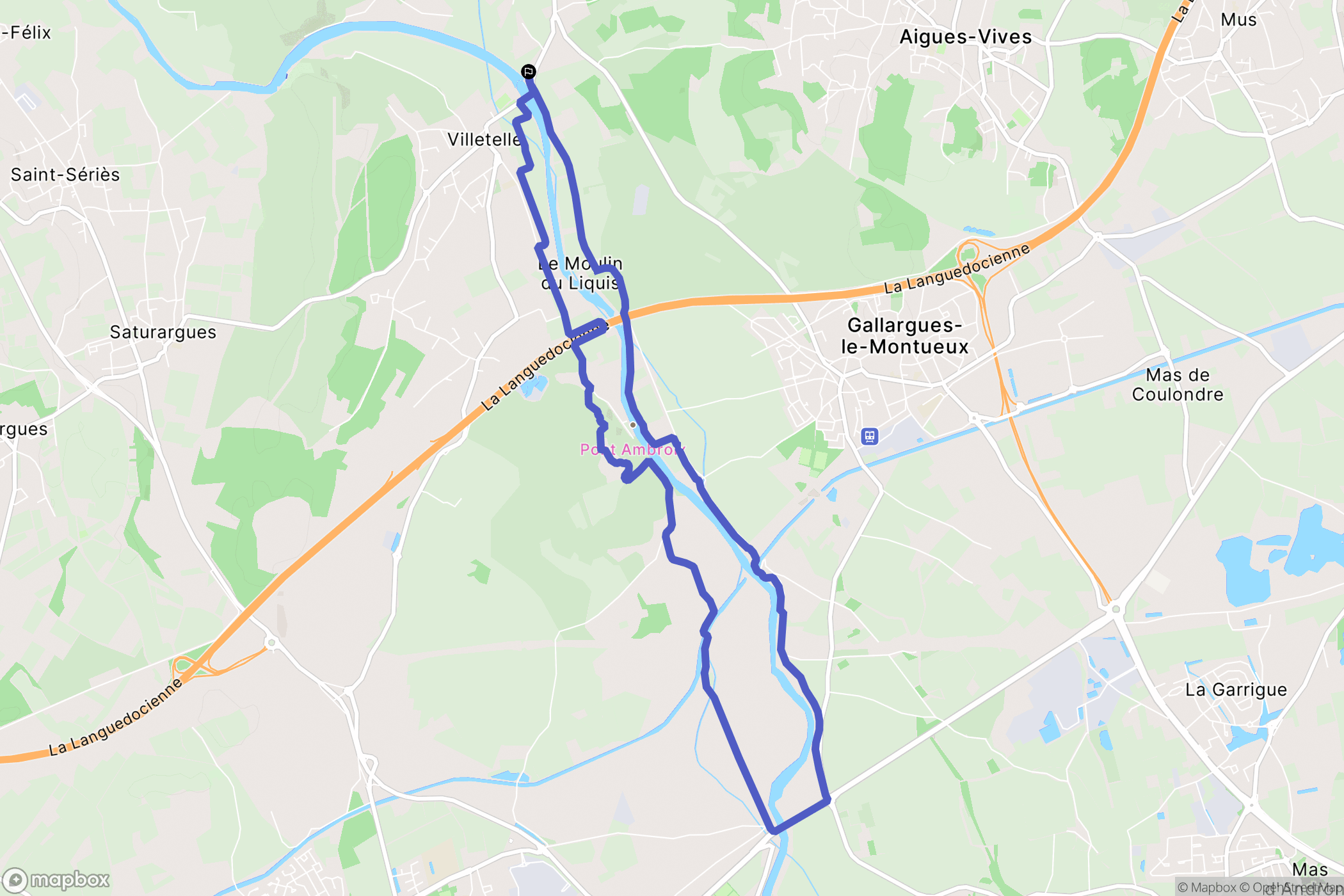 Aubais : carte du parcours de randonnée - France