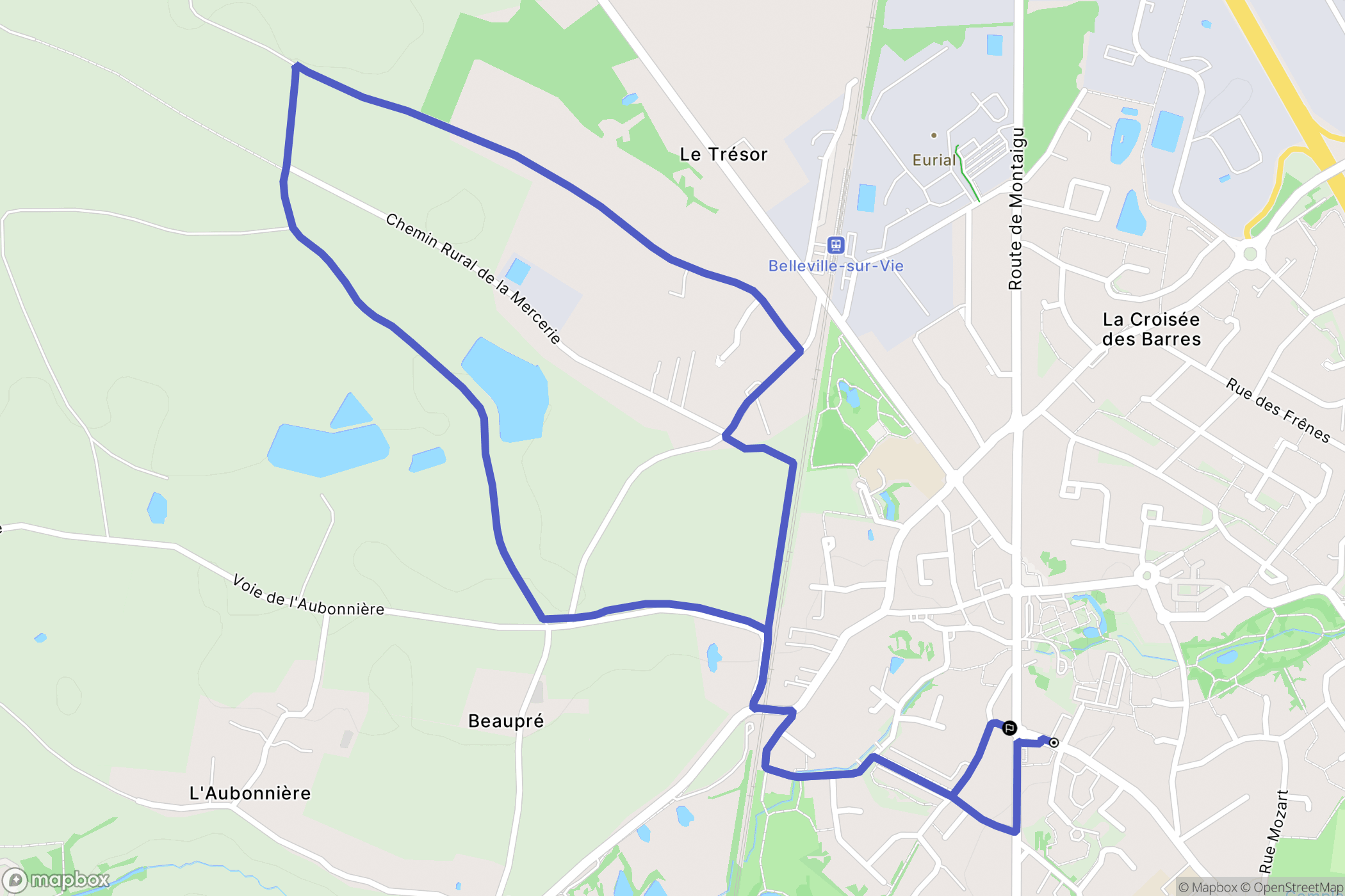 Bellevigny : carte du parcours de randonnée - France