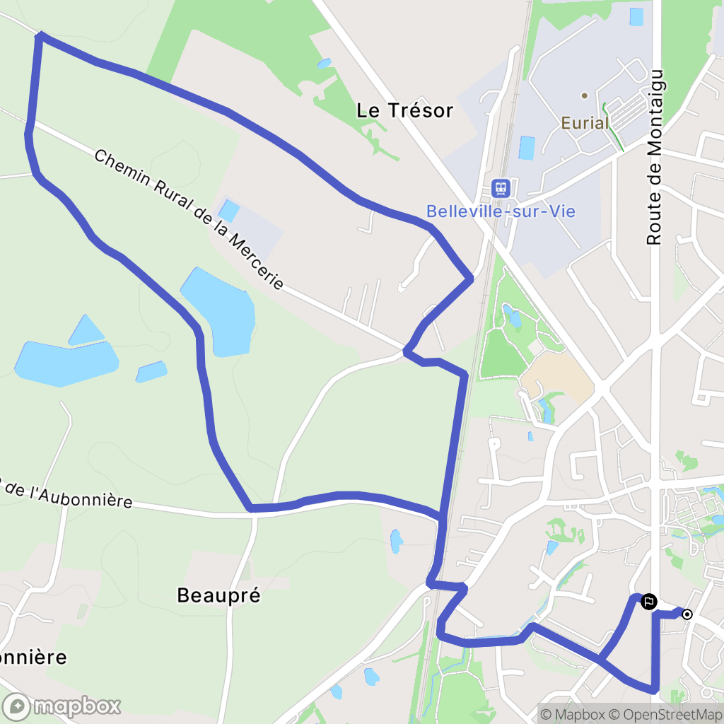 Bellevigny : carte du parcours de randonnée - France