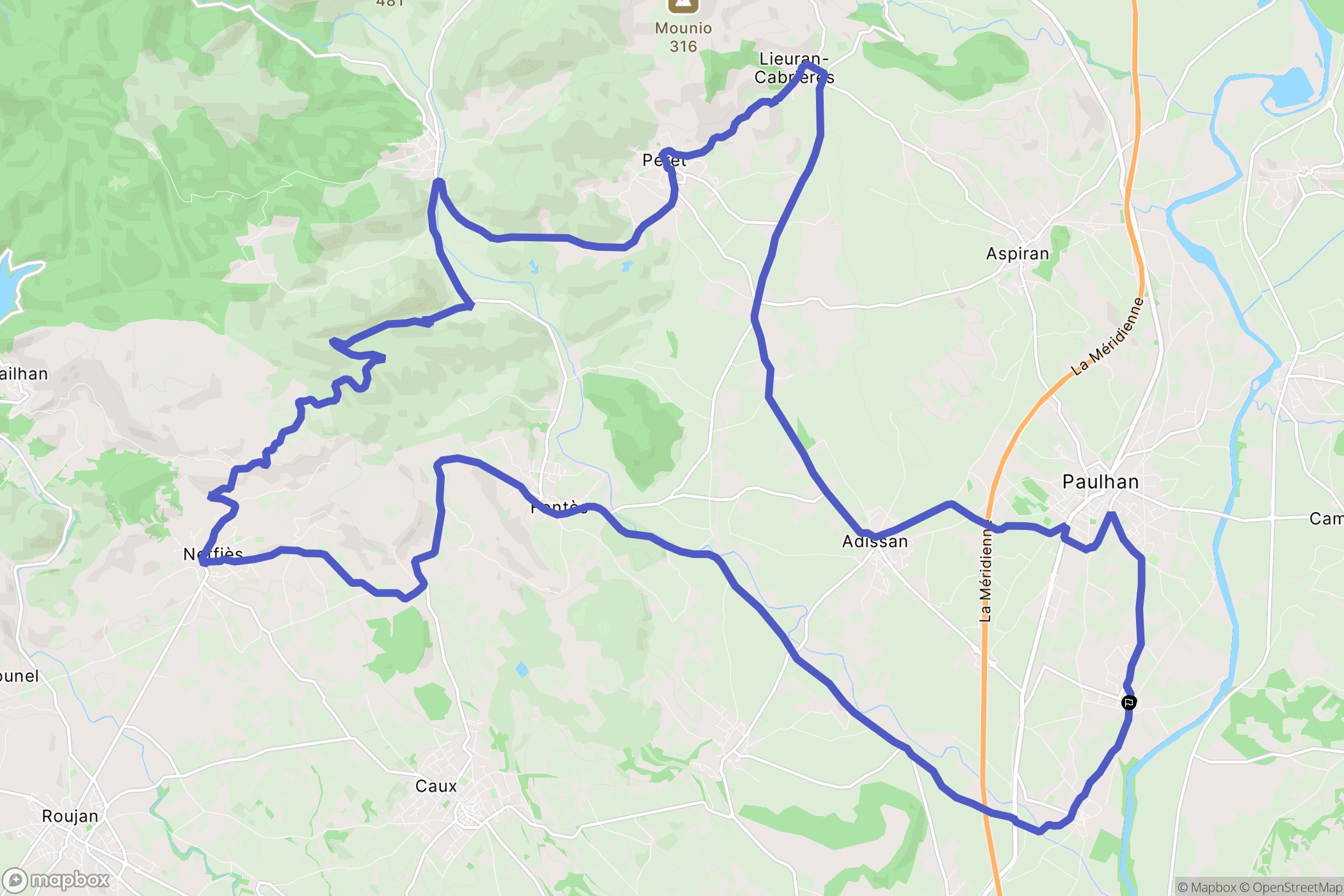 Usclas-d'Hérault : carte du parcours de randonnée - France