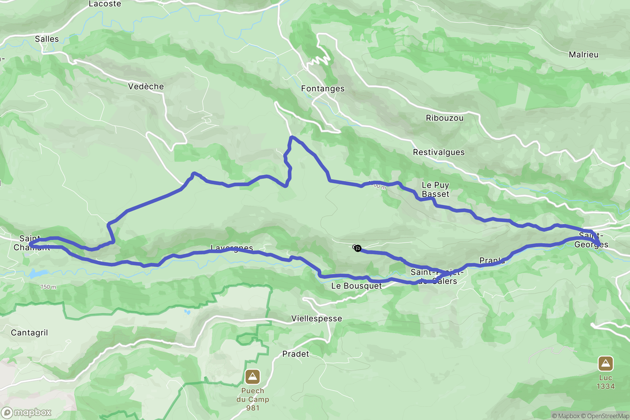 Saint-Projet-de-Salers : carte du parcours de randonnée - France