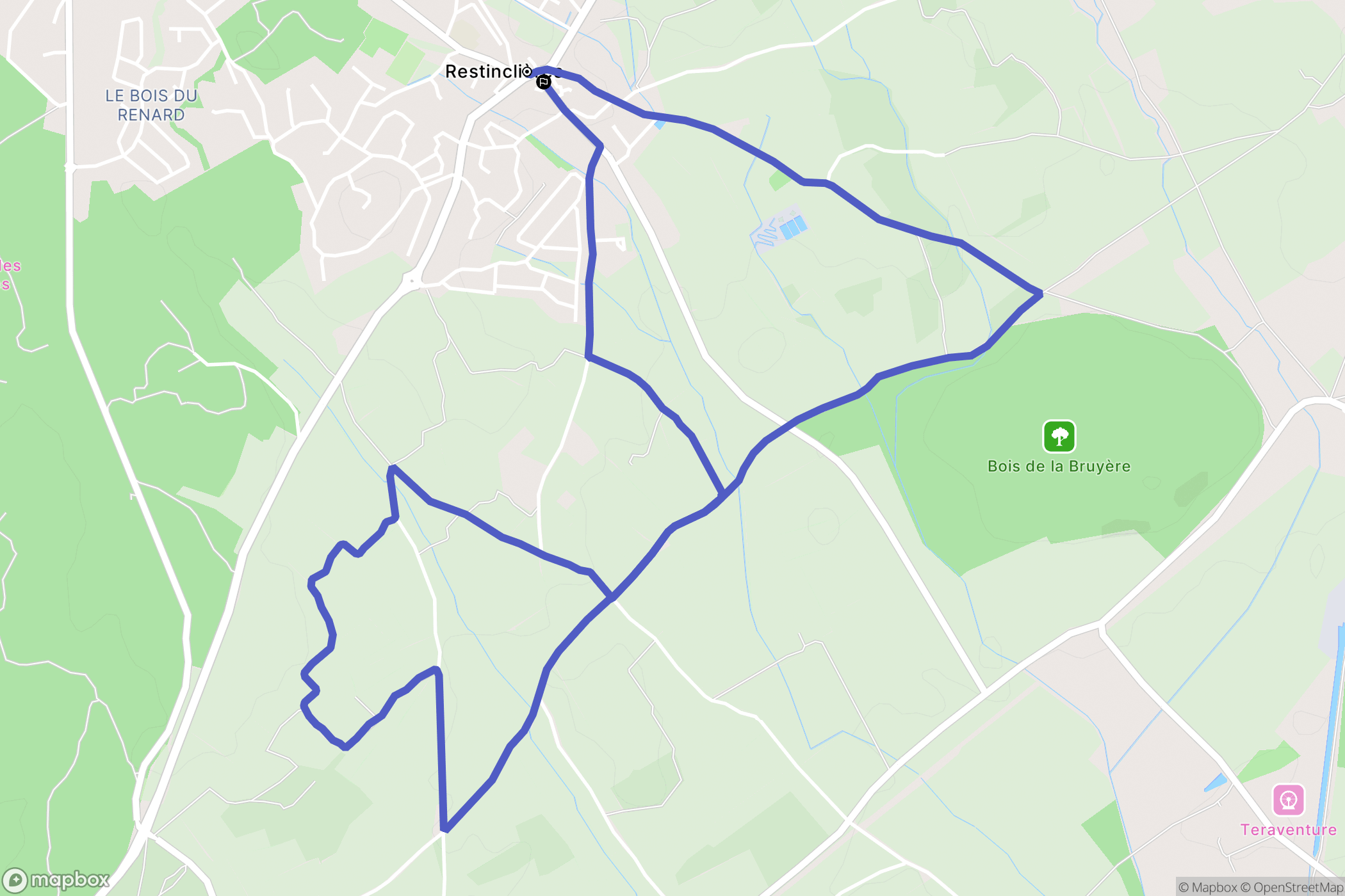 Restinclières : carte du parcours de randonnée - France