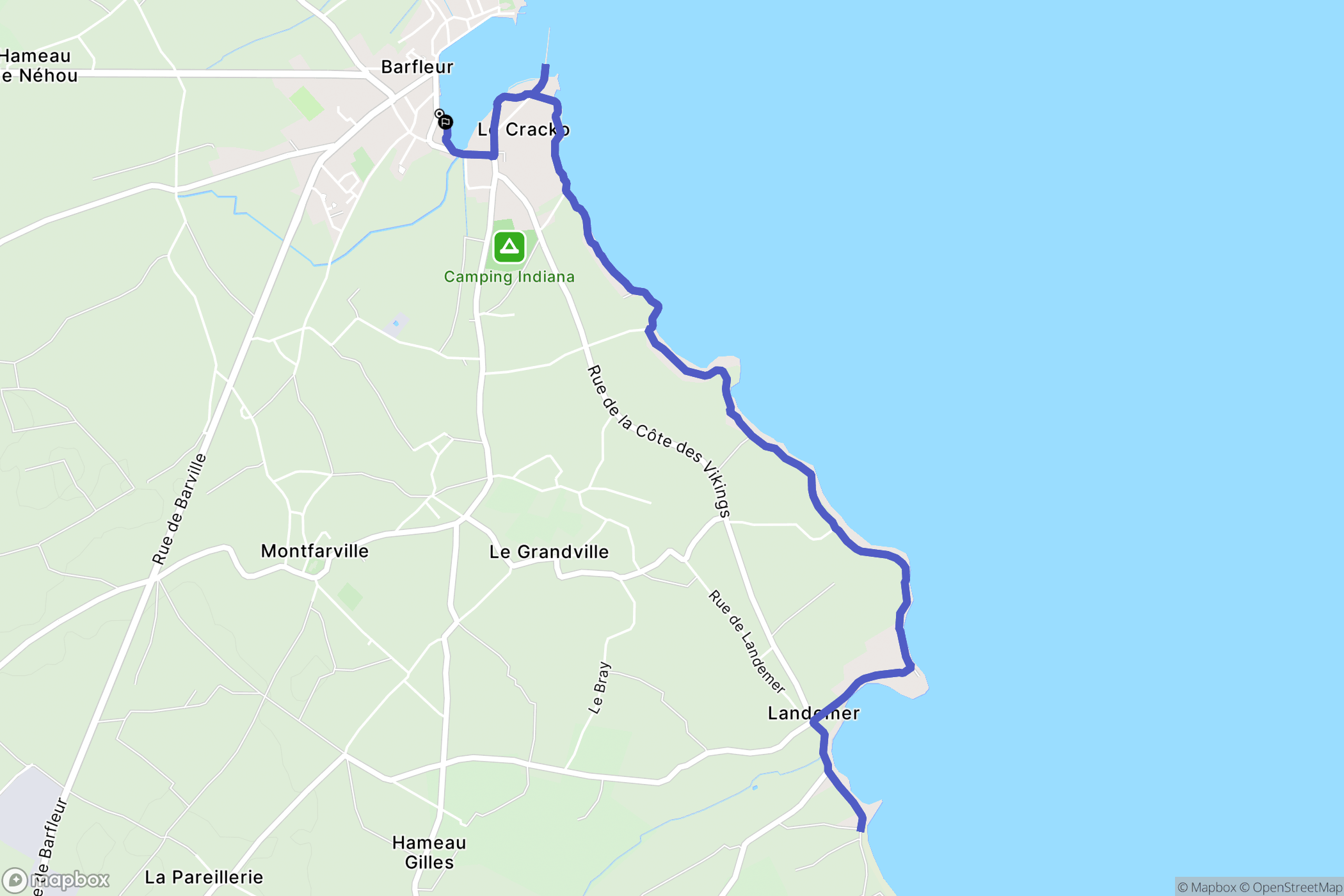 Barfleur : carte du parcours de randonnée - France