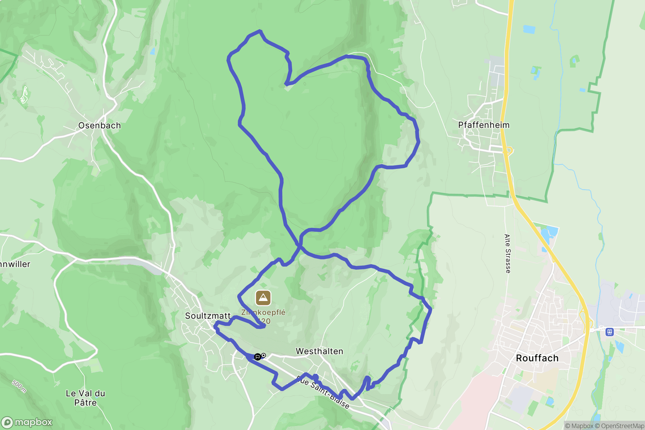 Soultzmatt : carte du parcours de randonnée - France