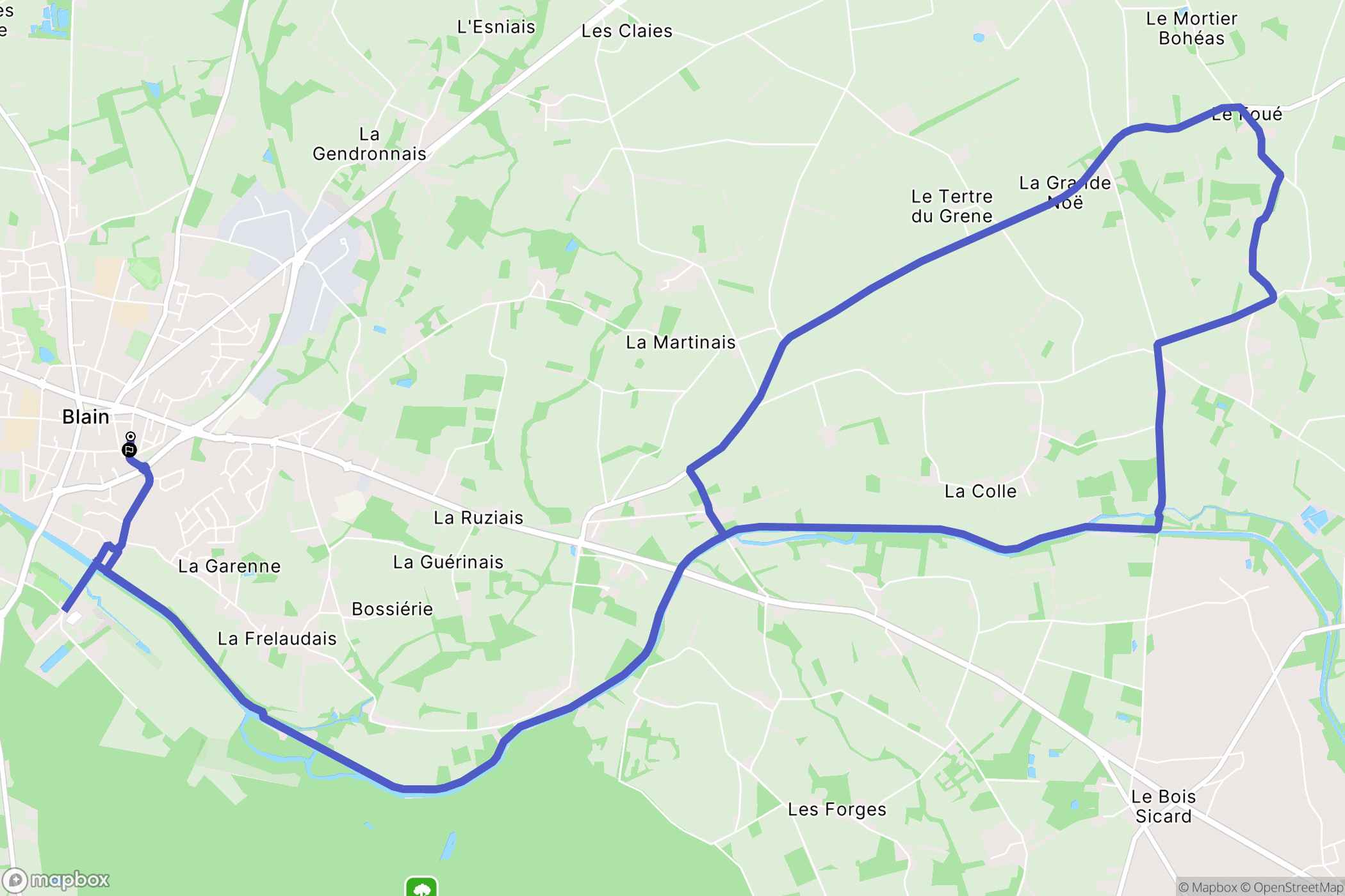 Blain : carte du parcours de randonnée - France