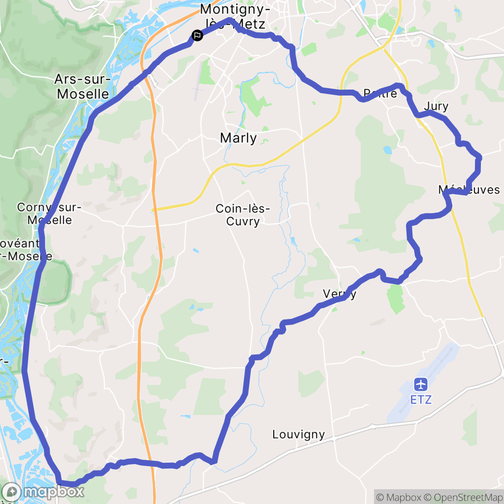 Moulins-lès-Metz : carte du parcours de randonnée - France