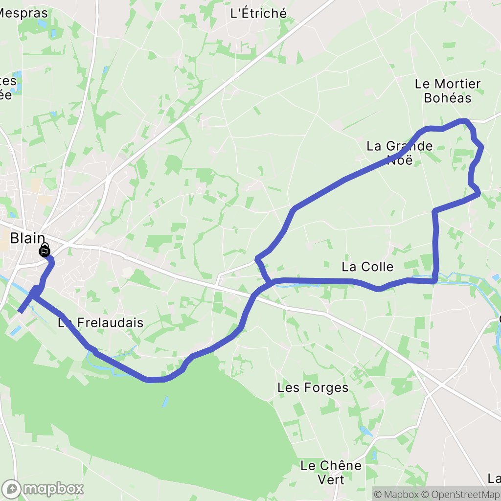 Blain : carte du parcours de randonnée - France