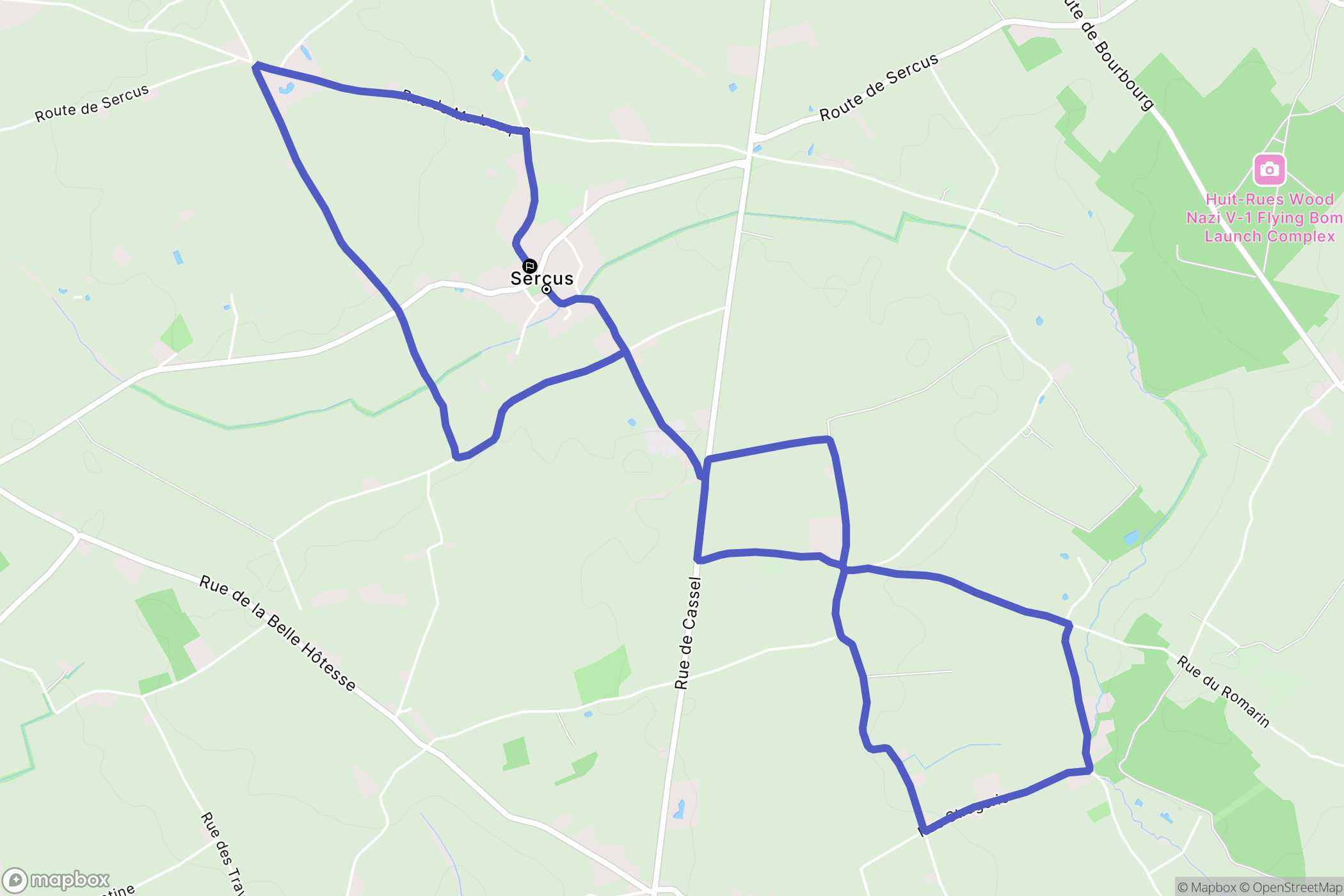 Sercus : carte du parcours de randonnée - France