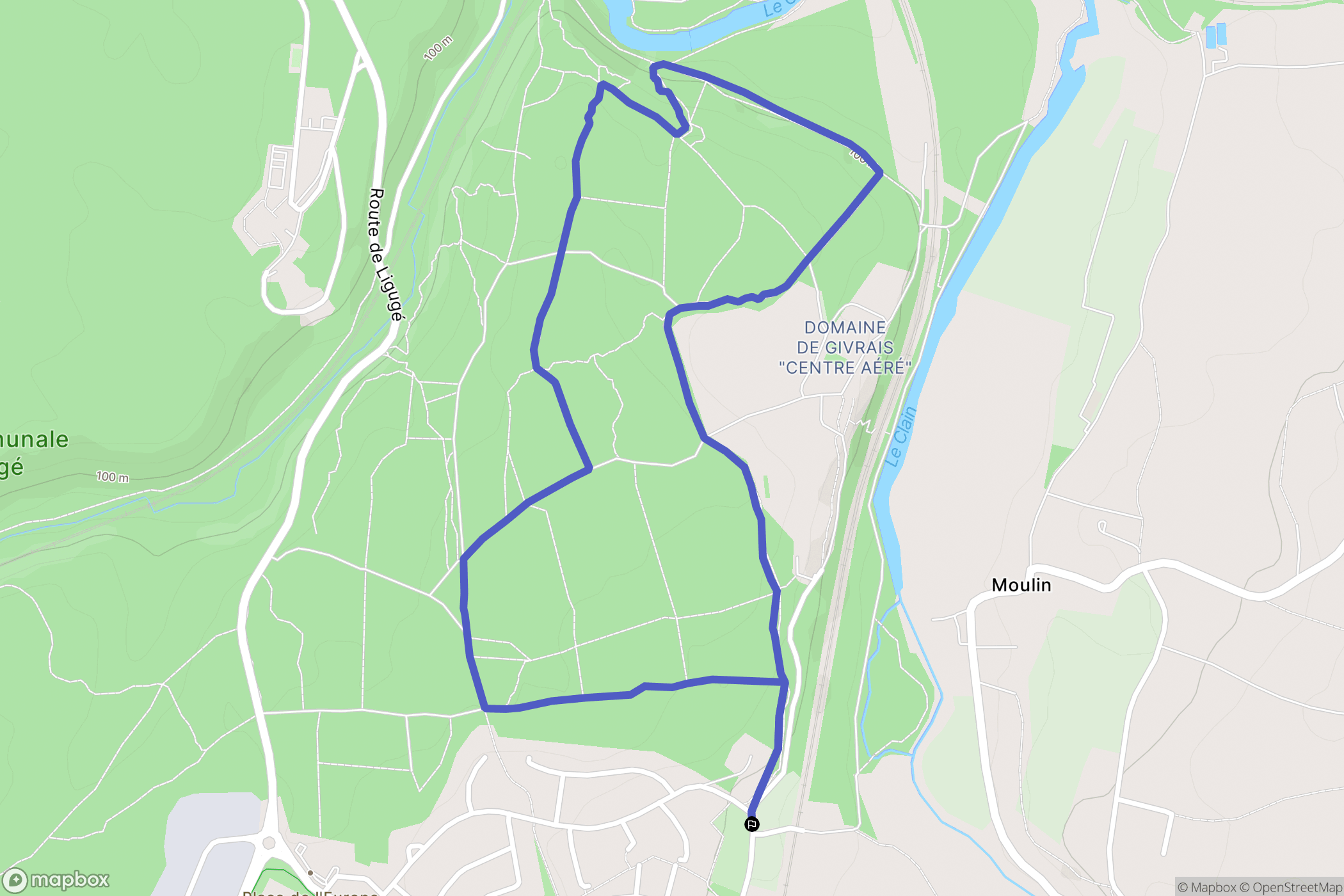 Ligugé : carte du parcours de randonnée - France