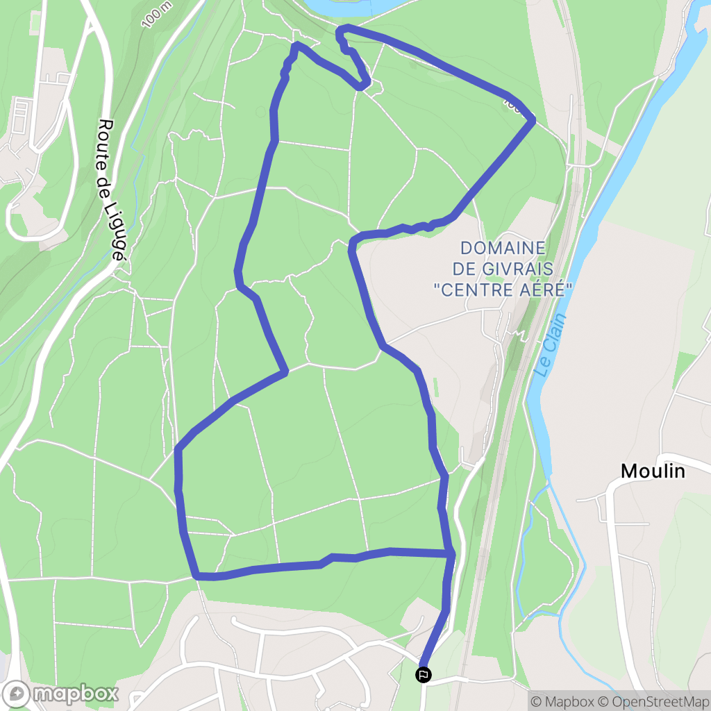 Ligugé : carte du parcours de randonnée - France