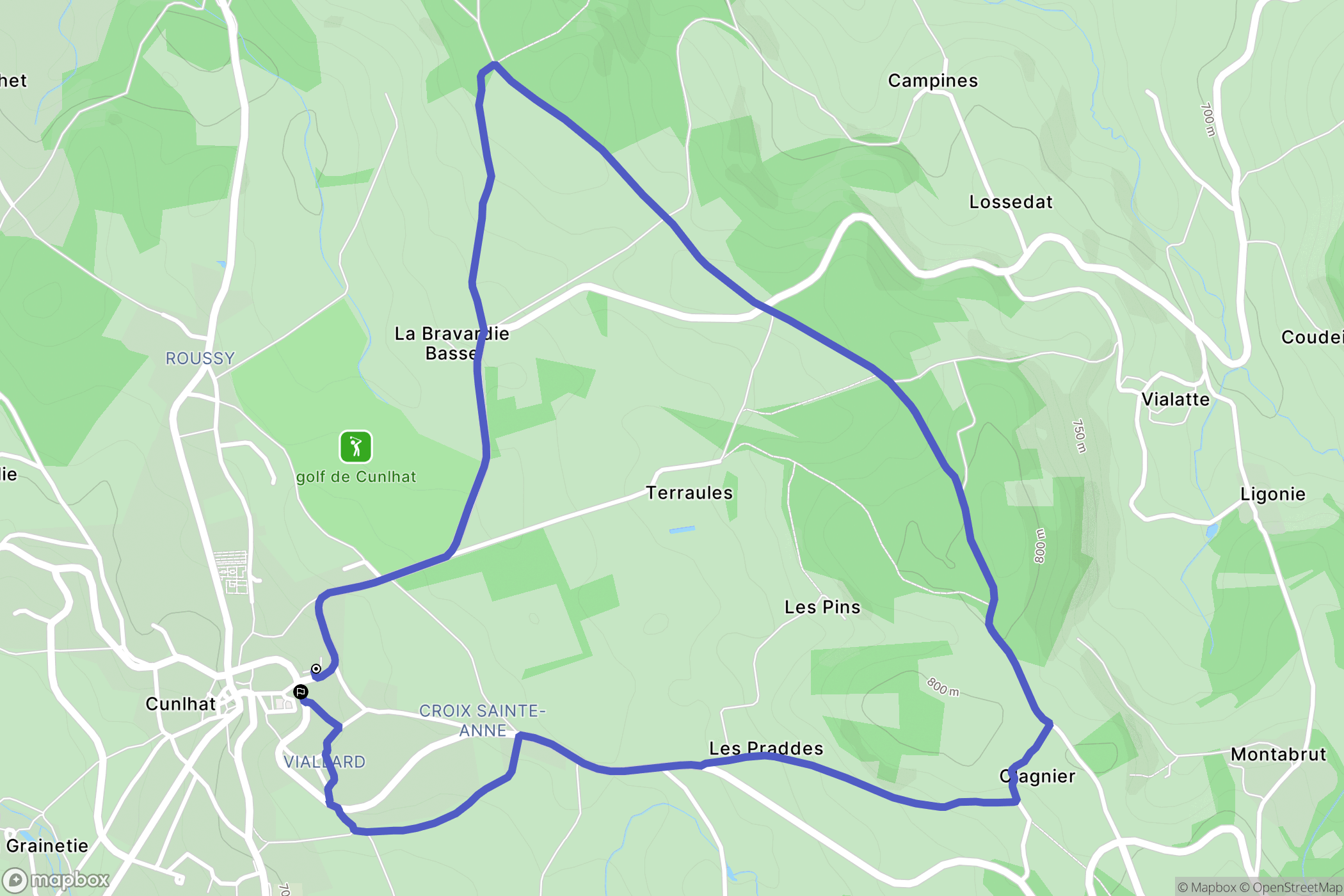 Cunlhat : carte du parcours de randonnée - France