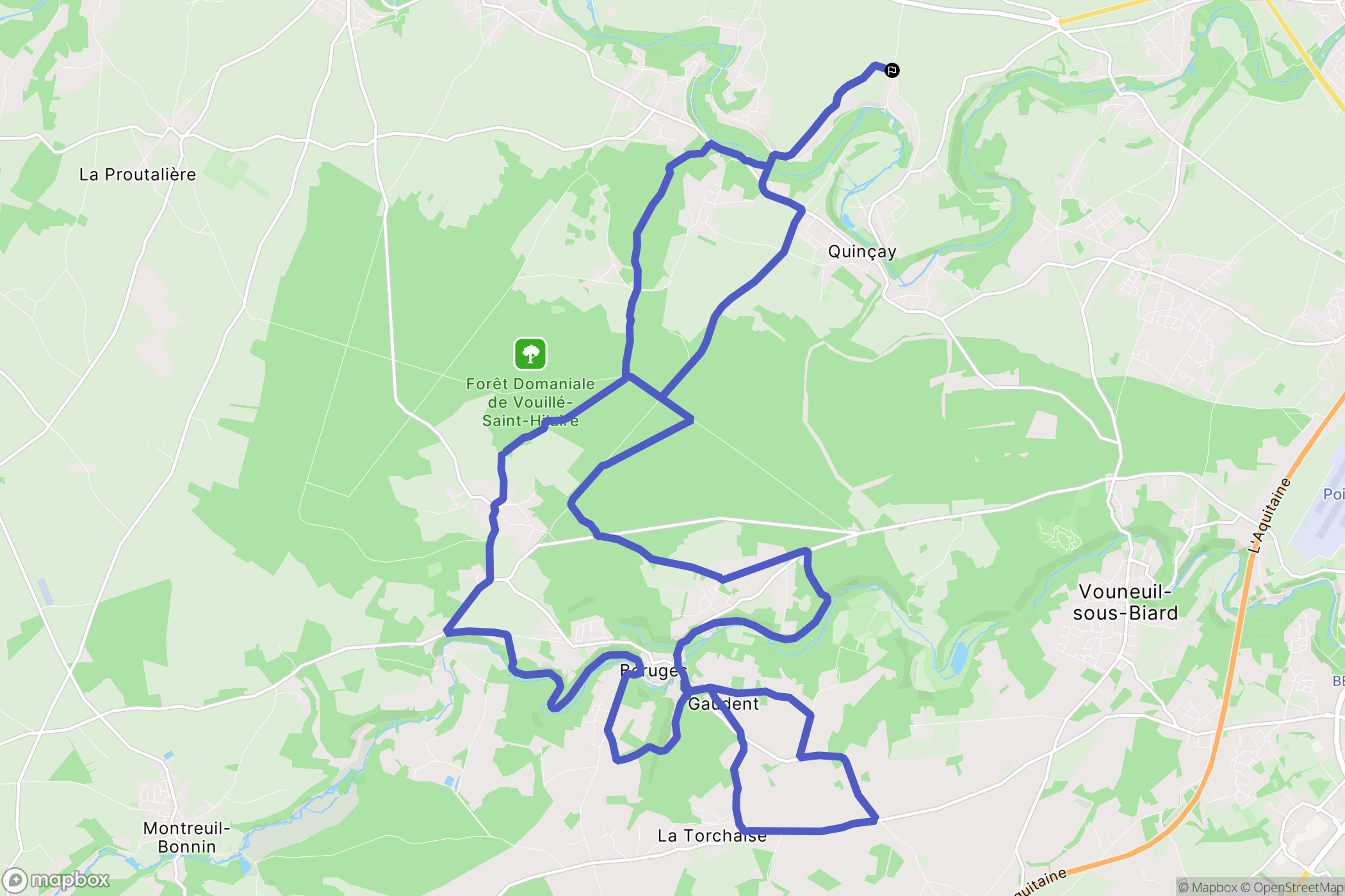 Quinçay : carte du parcours de randonnée - France