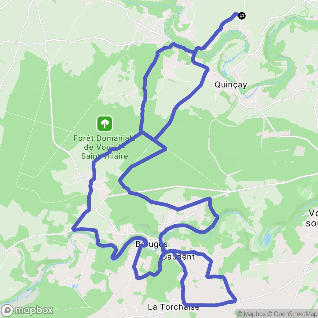 Quinçay : carte du parcours de randonnée - France