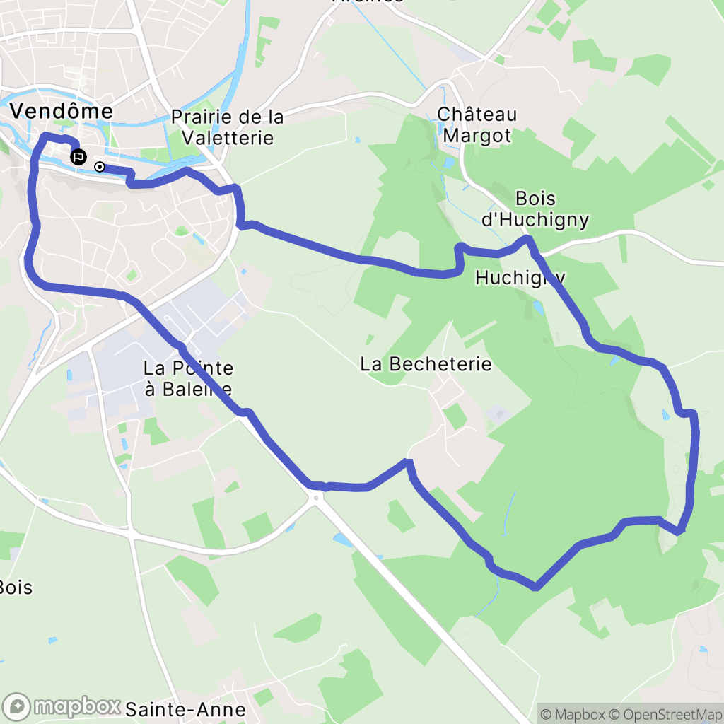 Vendôme : carte du parcours de randonnée - France