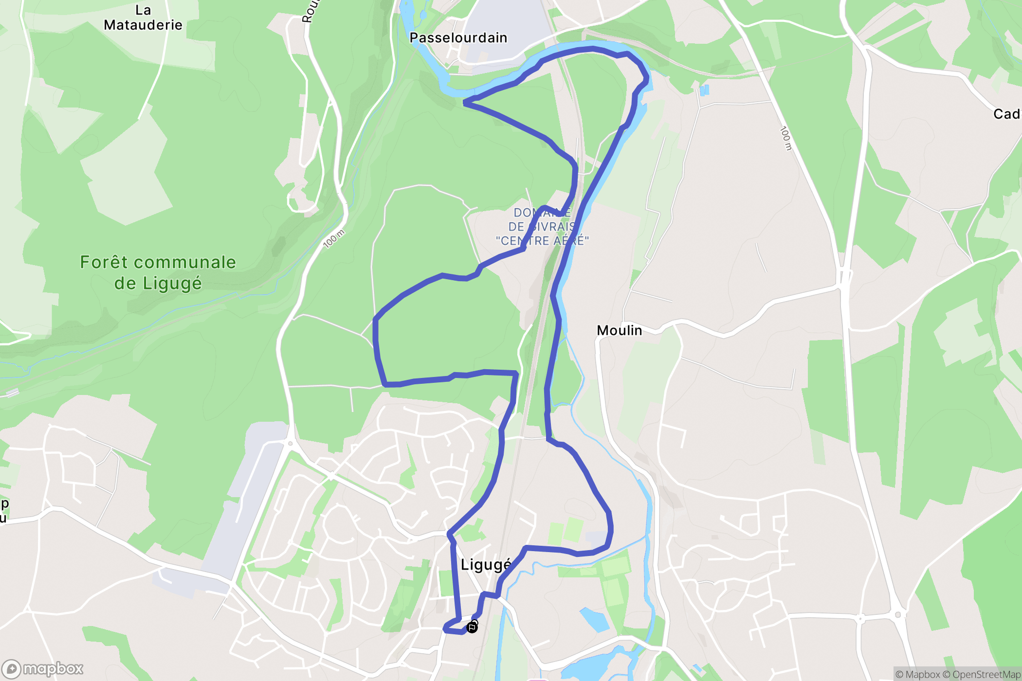 Ligugé : carte du parcours de randonnée - France