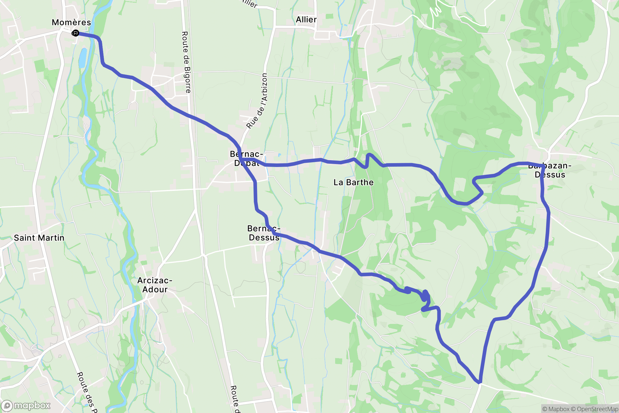 Momères : carte du parcours de randonnée - France