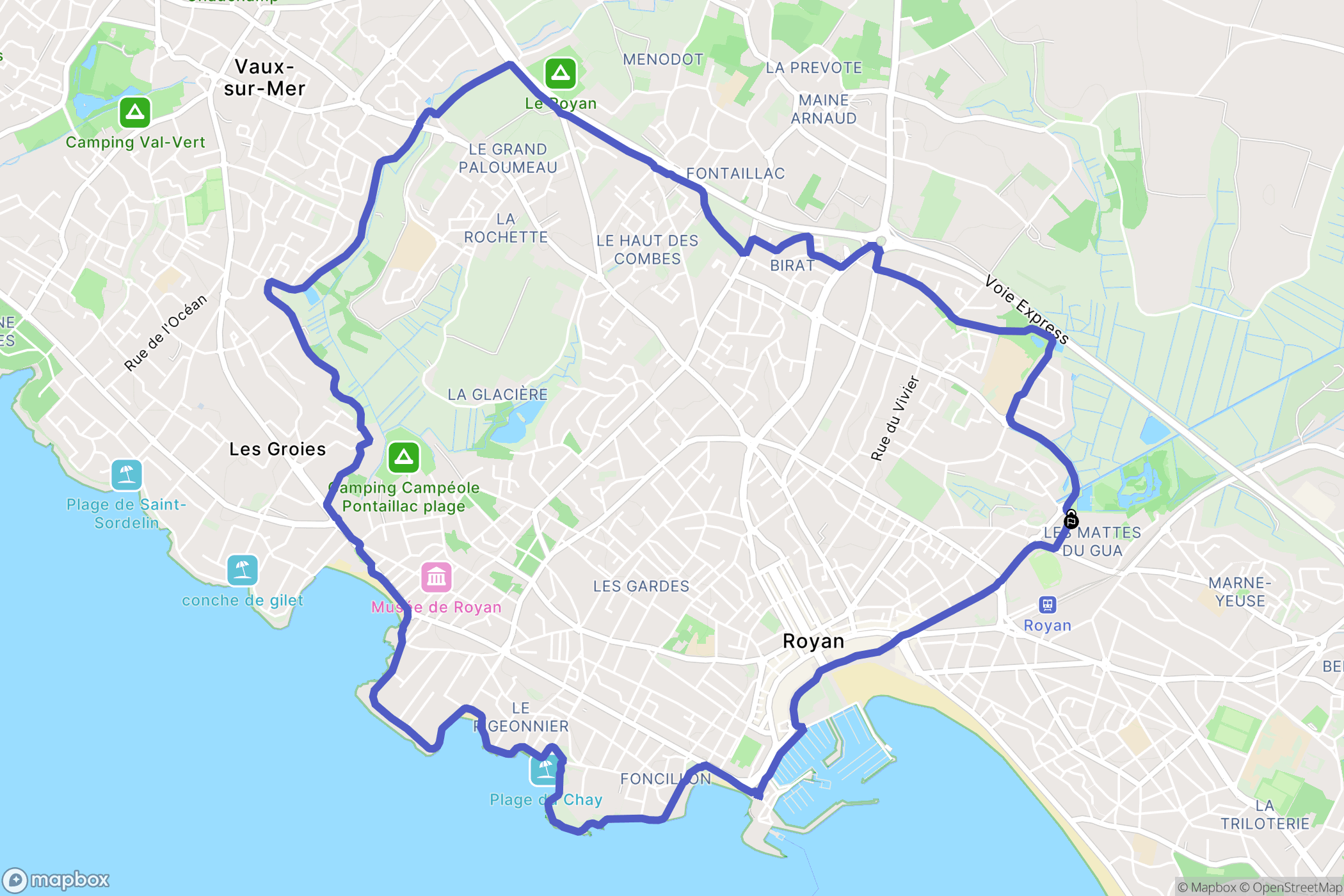Royan : carte du parcours de randonnée - France