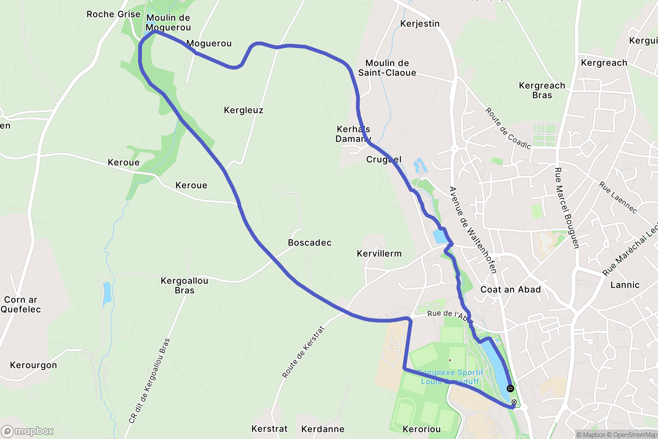 Plabennec : carte du parcours de randonnée - France