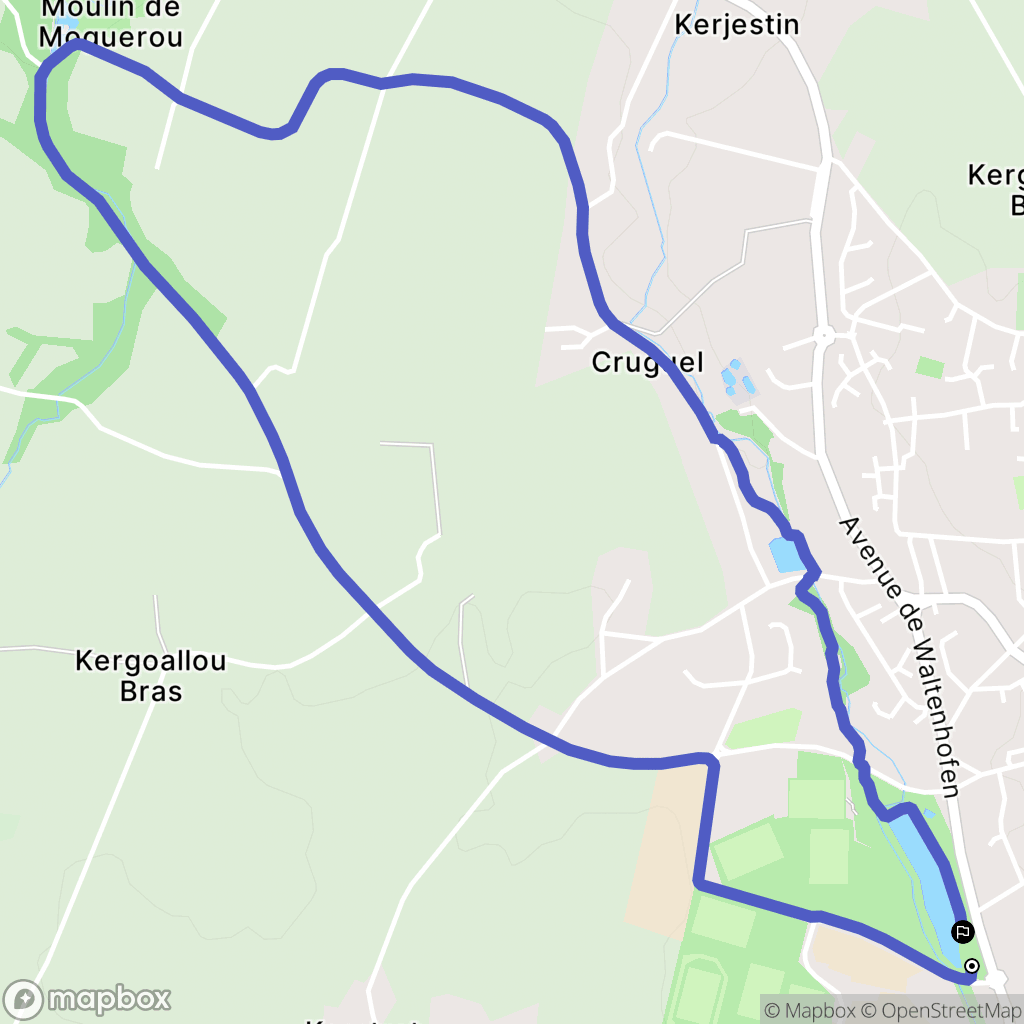 Plabennec : carte du parcours de randonnée - France