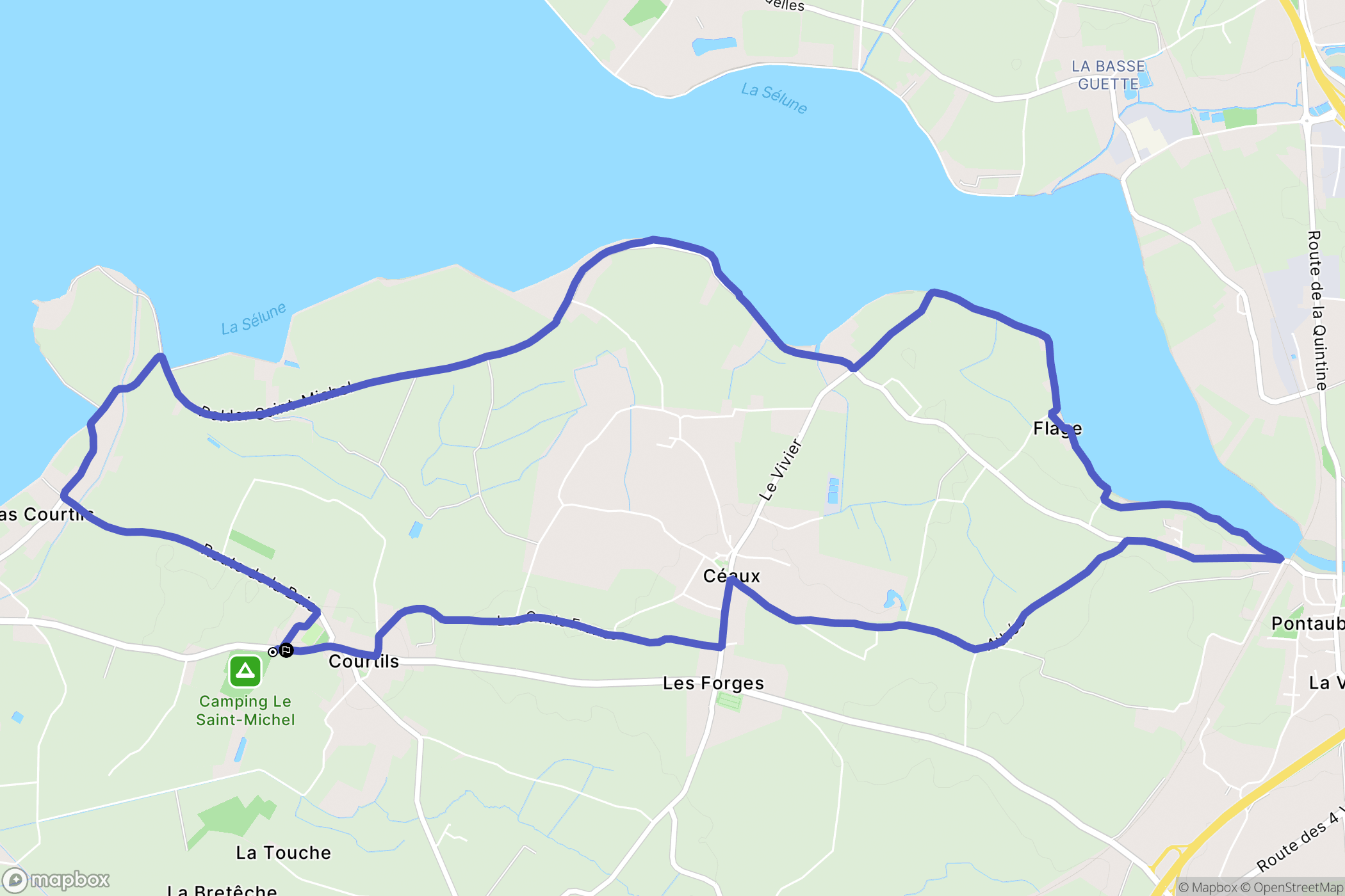 Courtils : carte du parcours de randonnée - France