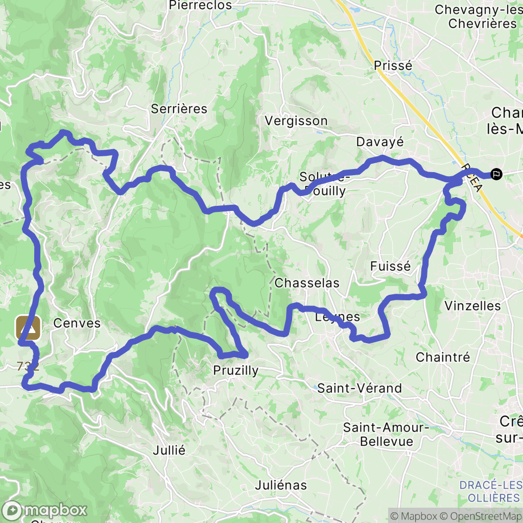 Charnay-lès-Mâcon : carte du parcours de randonnée - France