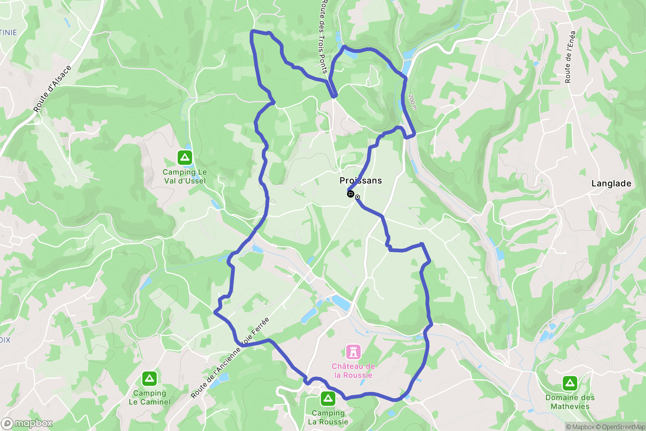 Proissans : carte du parcours de randonnée - France