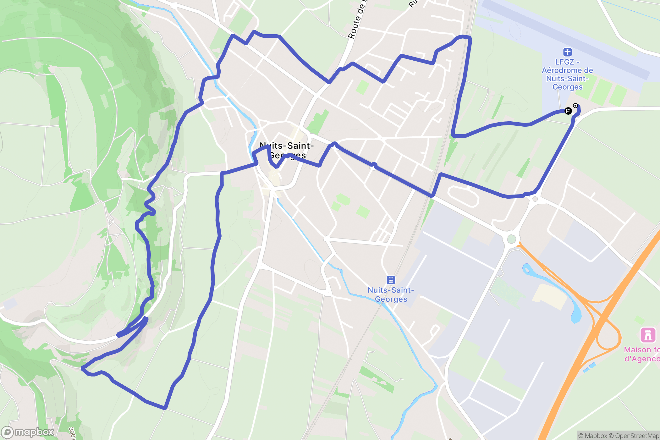 Nuits-Saint-Georges : carte du parcours de randonnée - France