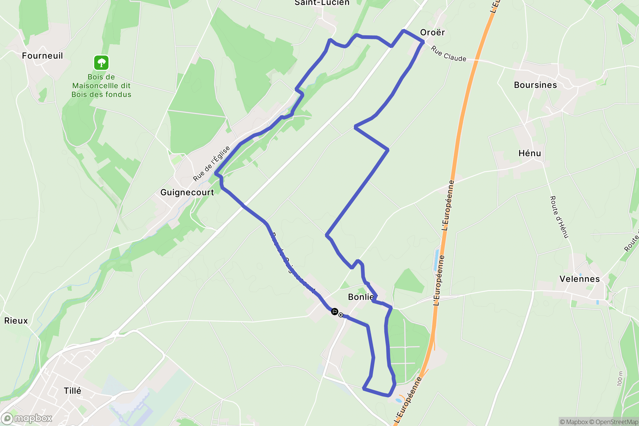 Bonlier : carte du parcours de randonnée - France