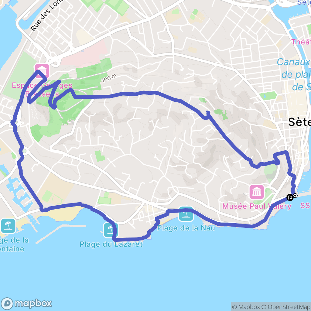 Sète : carte du parcours de randonnée - France
