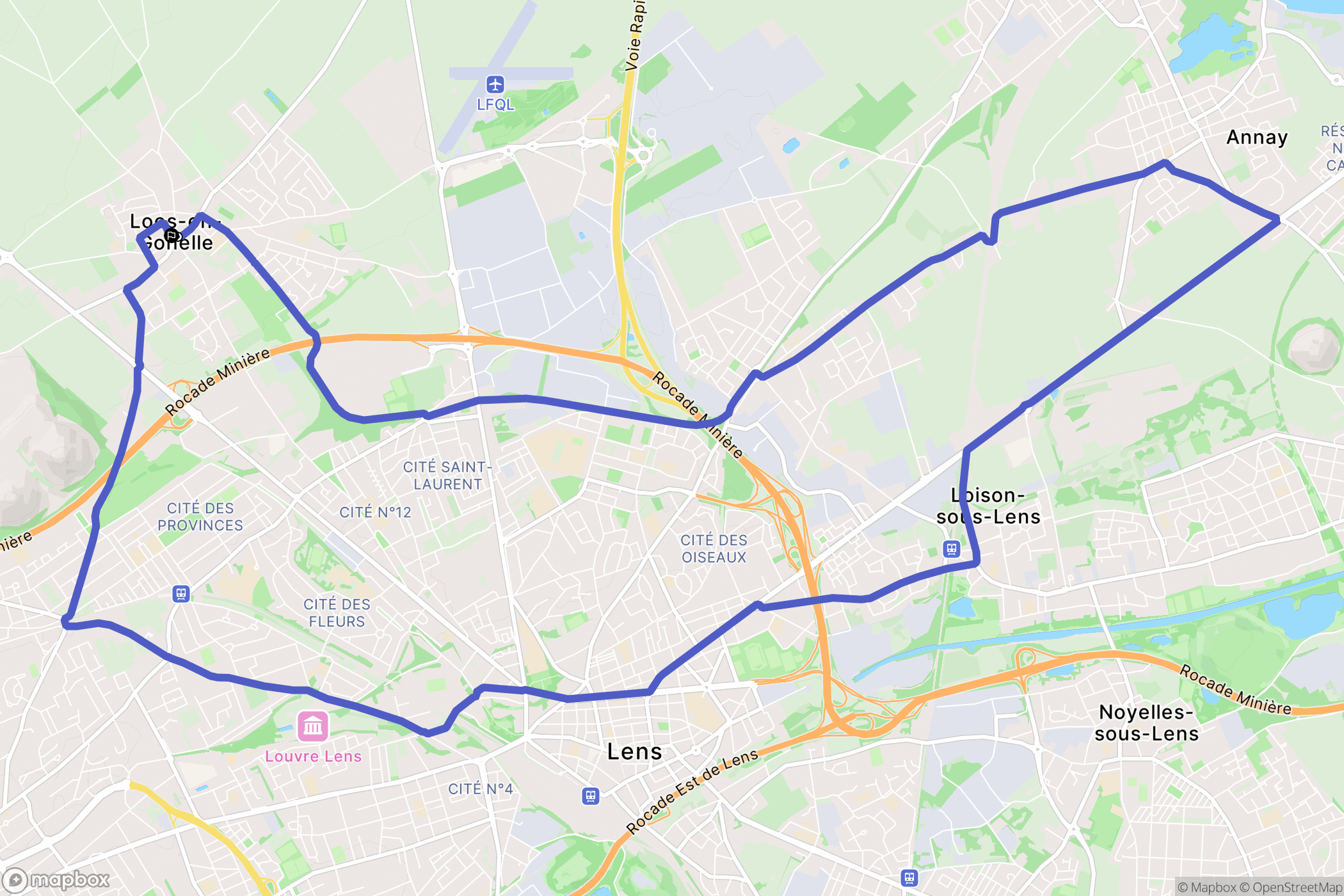 Loos-en-Gohelle : carte du parcours de randonnée - France