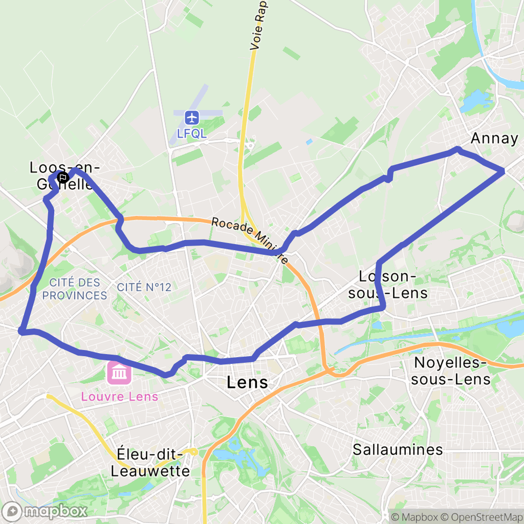 Loos-en-Gohelle : carte du parcours de randonnée - France