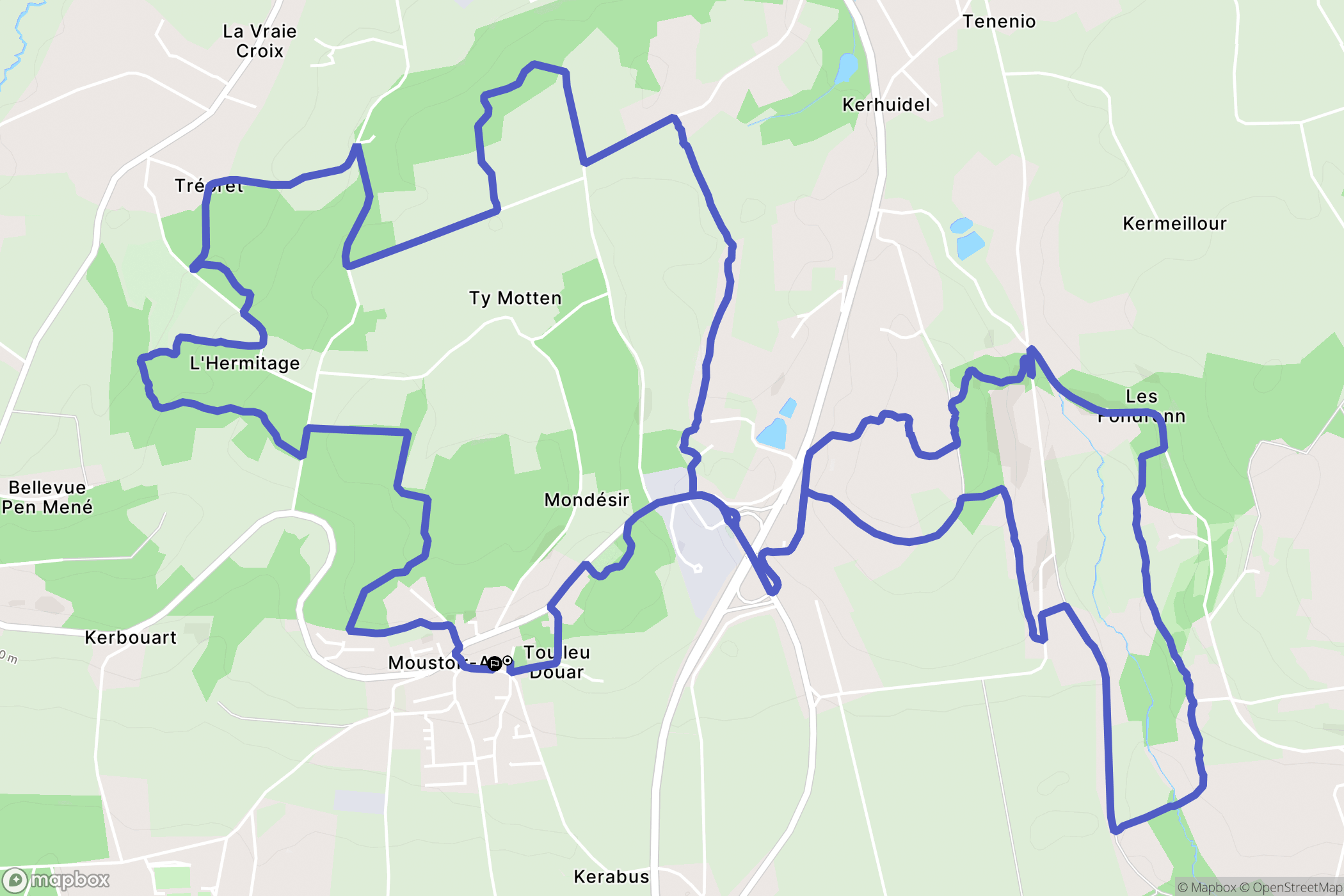 Moustoir-Ac : carte du parcours de randonnée - France