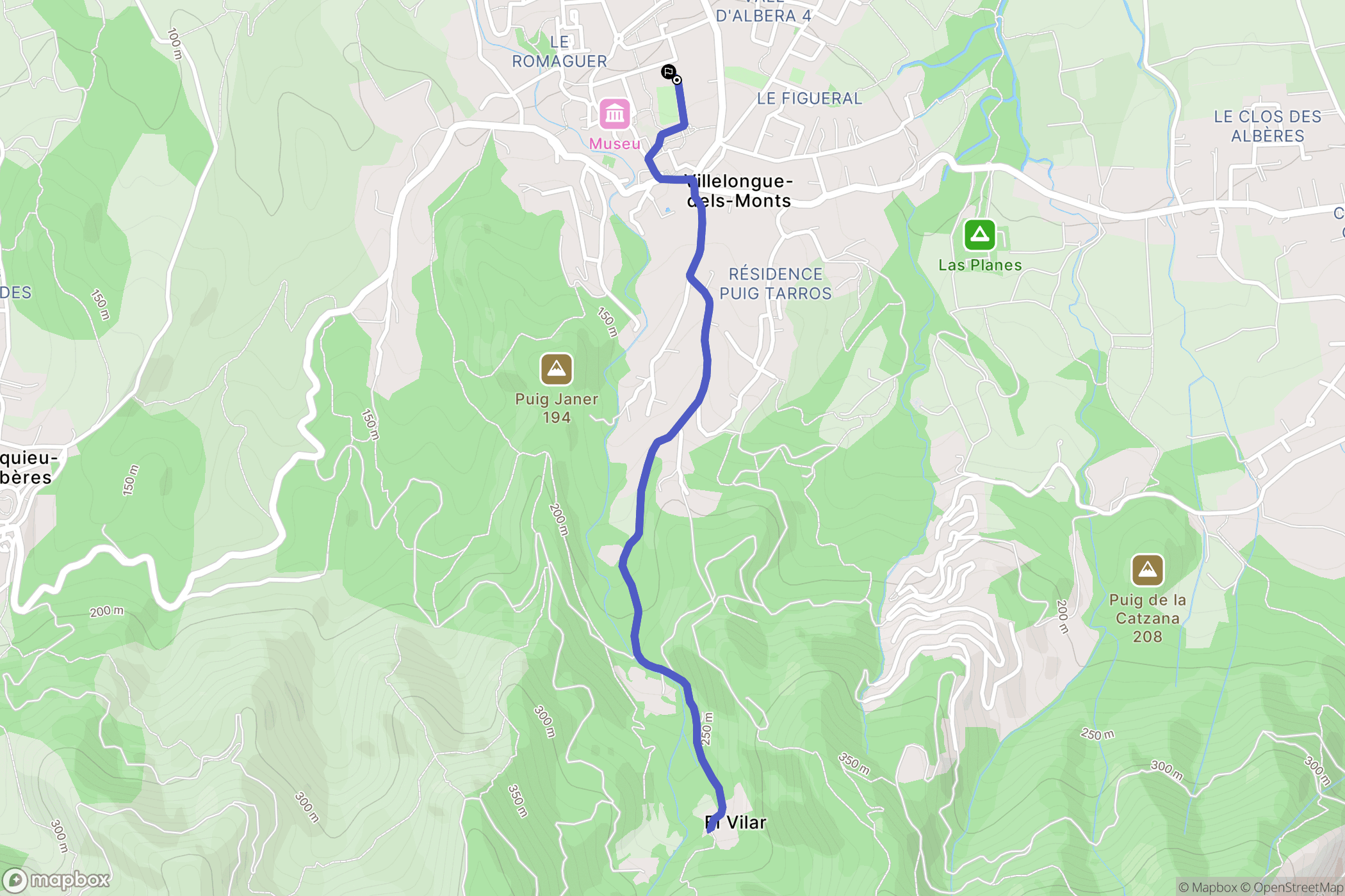 Villelongue-Dels-Monts : carte du parcours de randonnée - France