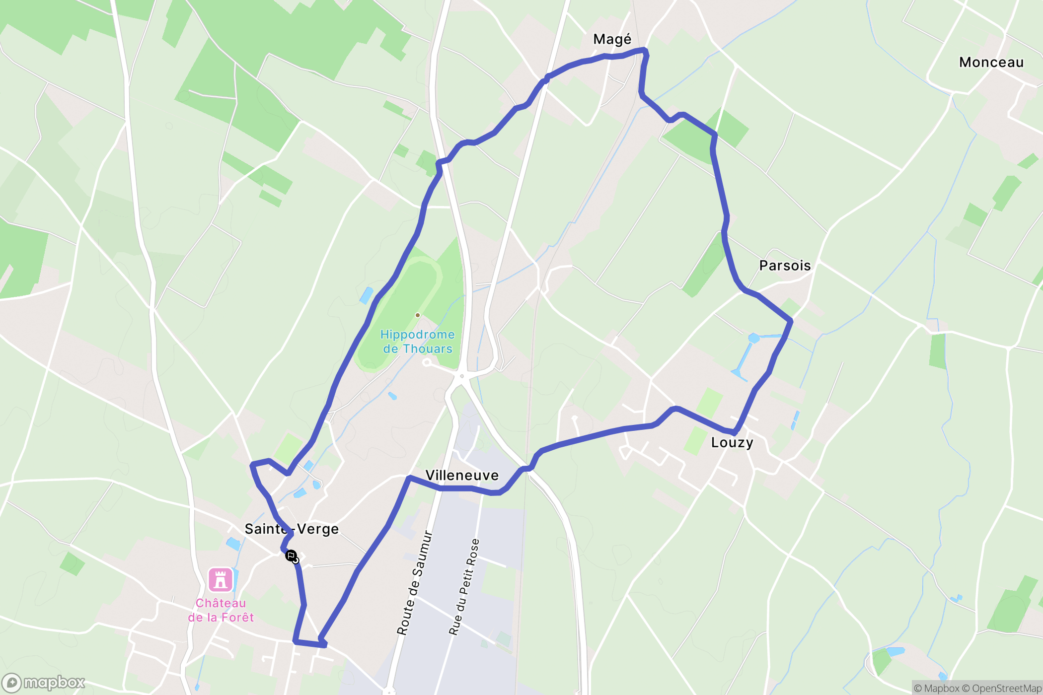 Sainte-Verge : carte du parcours de randonnée - France