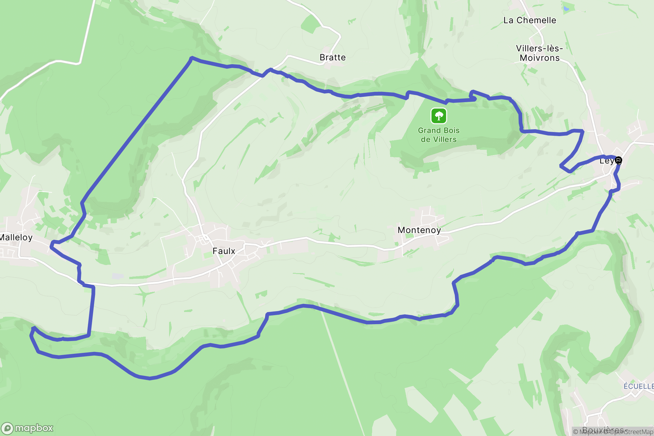 Leyr : carte du parcours de randonnée - France