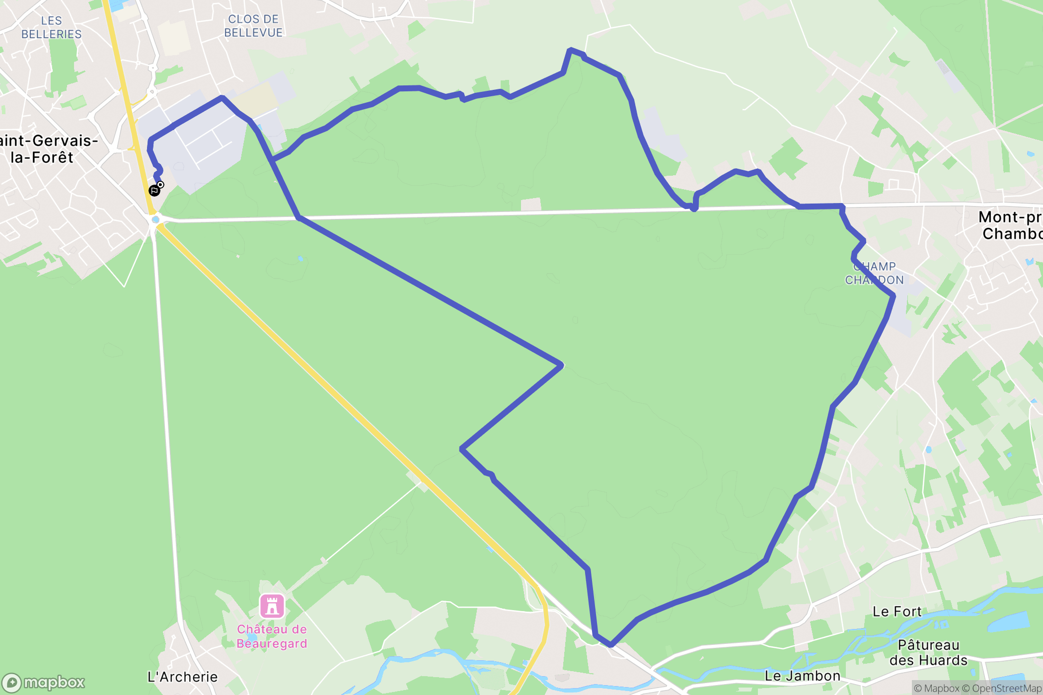 Saint-Gervais-la-Forêt : carte du parcours de randonnée - France