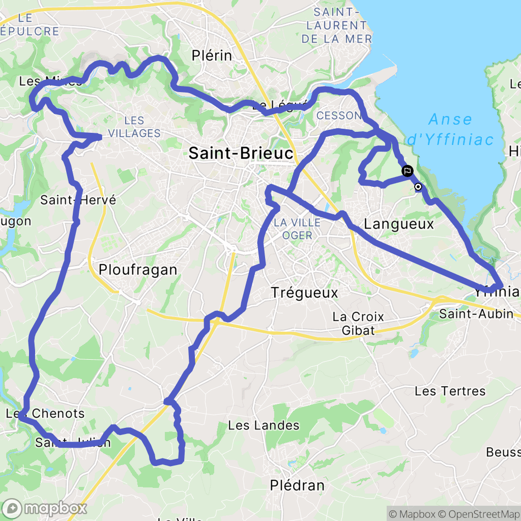 Langueux : carte du parcours de randonnée - France