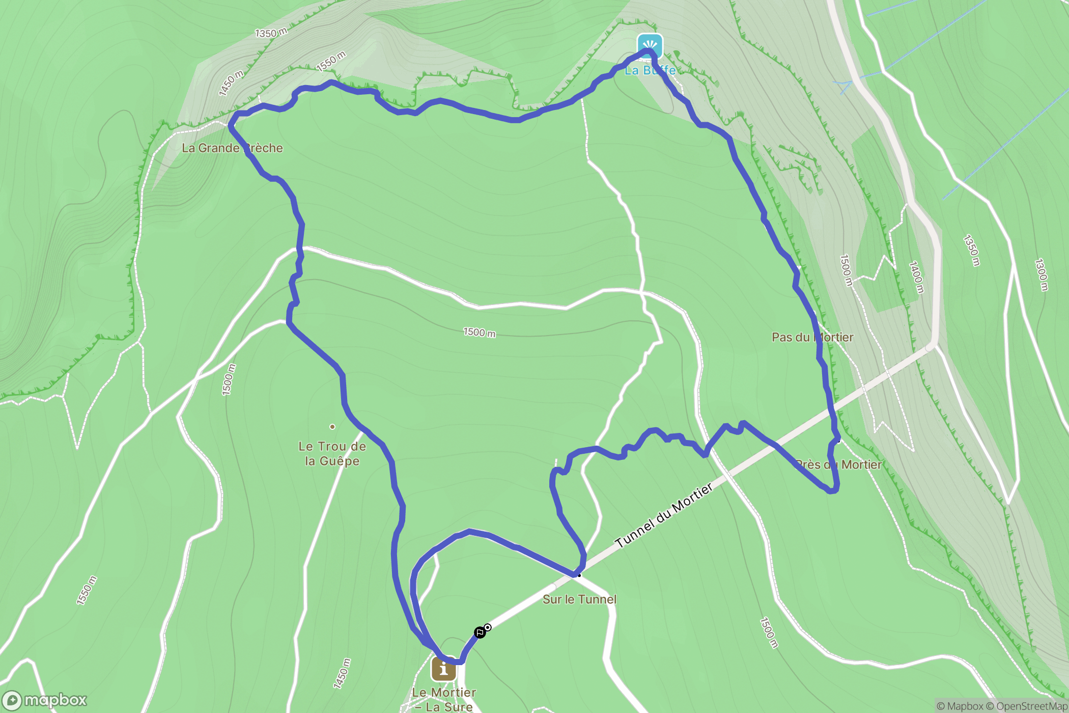 Autrans : carte du parcours de randonnée - France