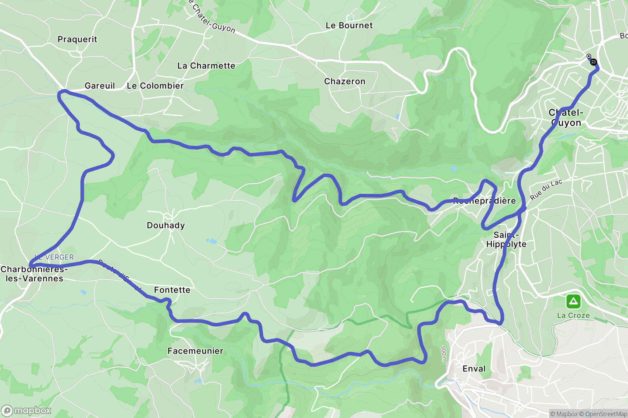 Châtel-Guyon : carte du parcours de randonnée - France