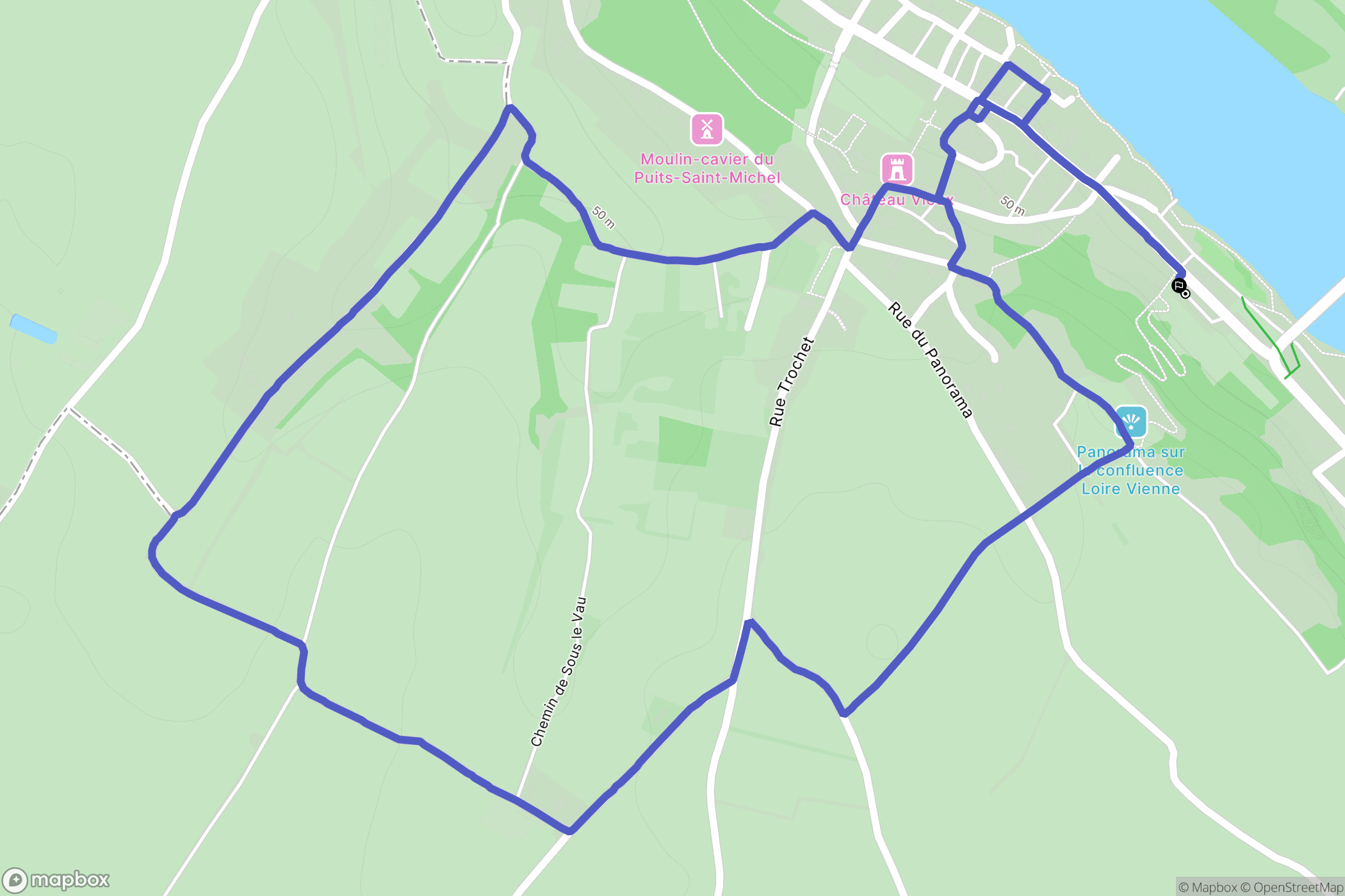 Candes-Saint-Martin : carte du parcours de randonnée - France