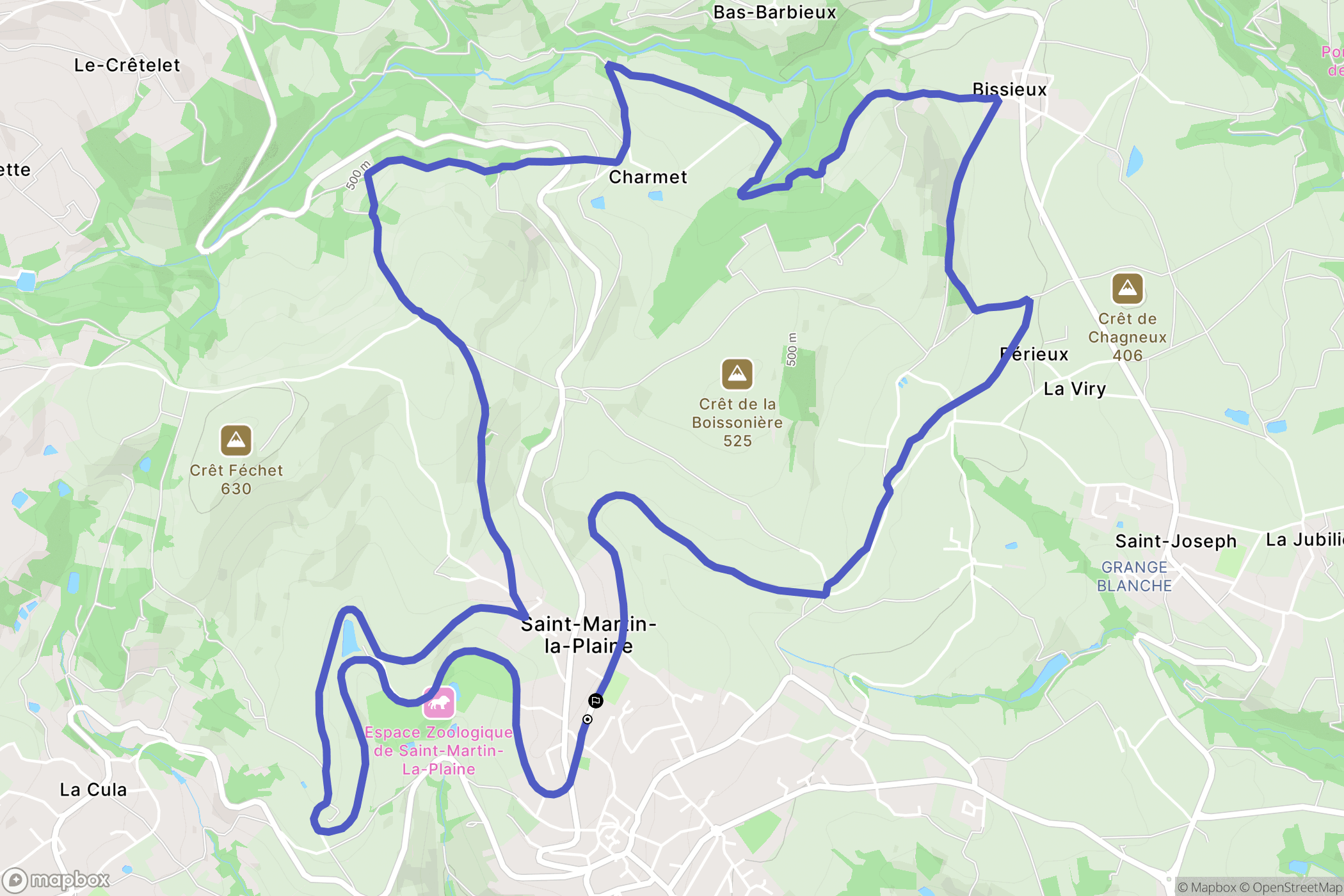 Saint-Martin-la-Plaine : carte du parcours de randonnée - France