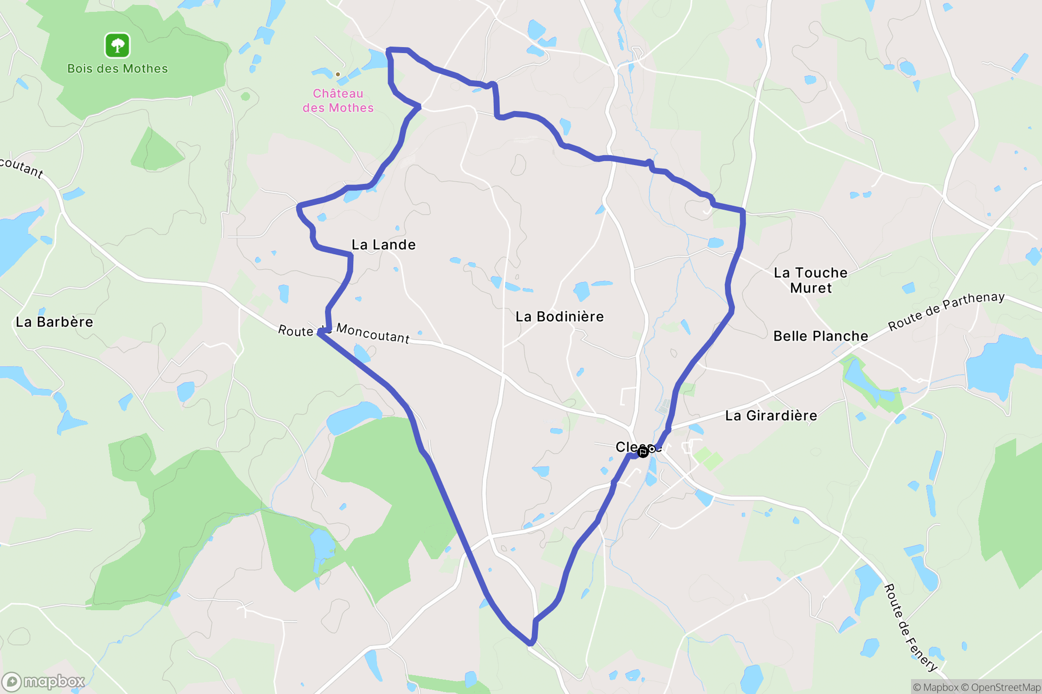 Clessé : carte du parcours de randonnée - France