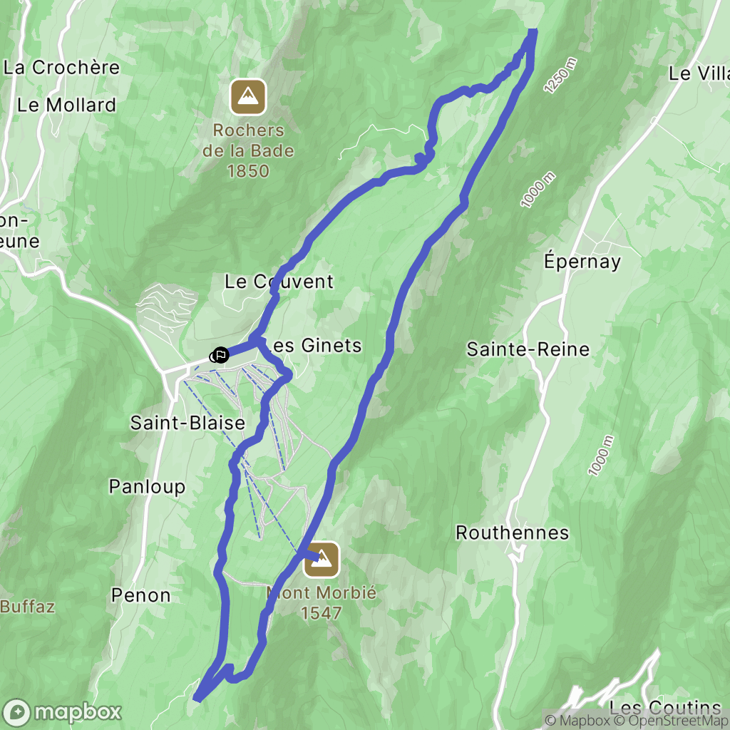 Aillon-le-Jeune : carte du parcours de randonnée - France
