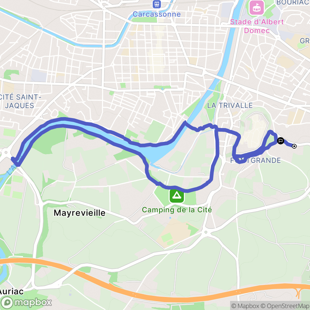 Carcassonne : carte du parcours de randonnée - France