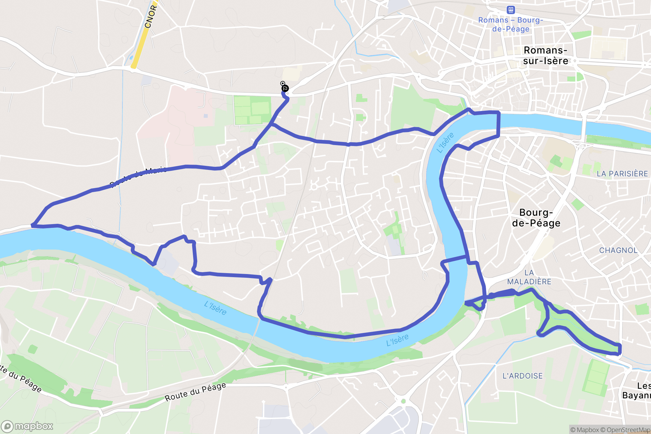 Romans-sur-Isère : carte du parcours de randonnée - France