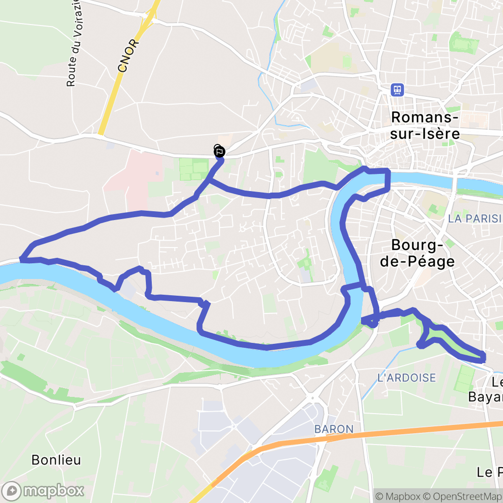 Romans-sur-Isère : carte du parcours de randonnée - France