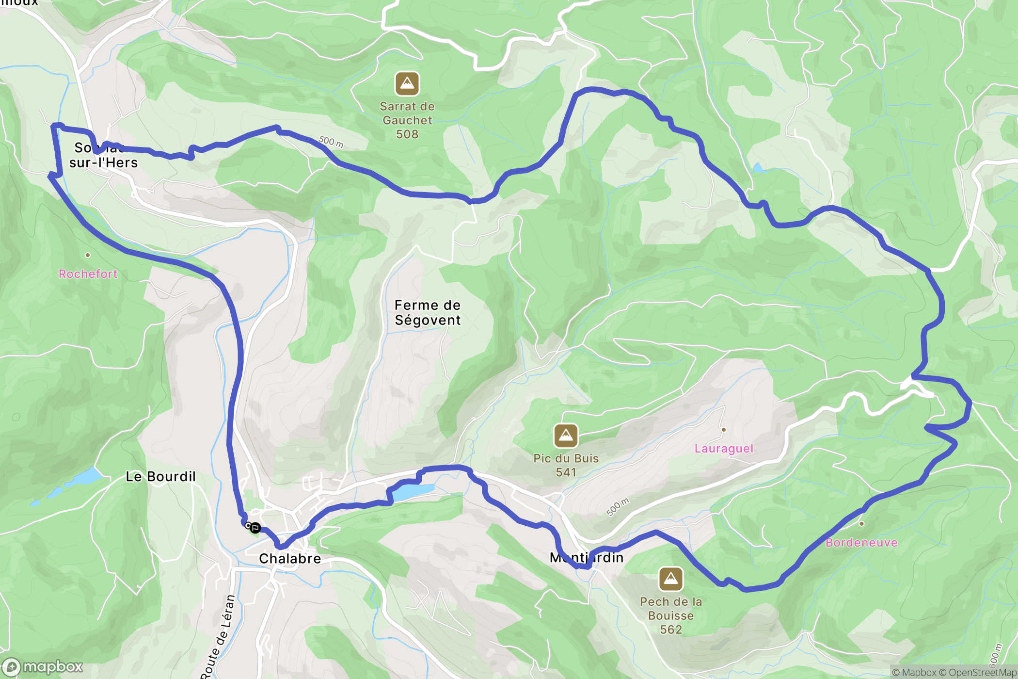 Chalabre : carte du parcours de randonnée - France