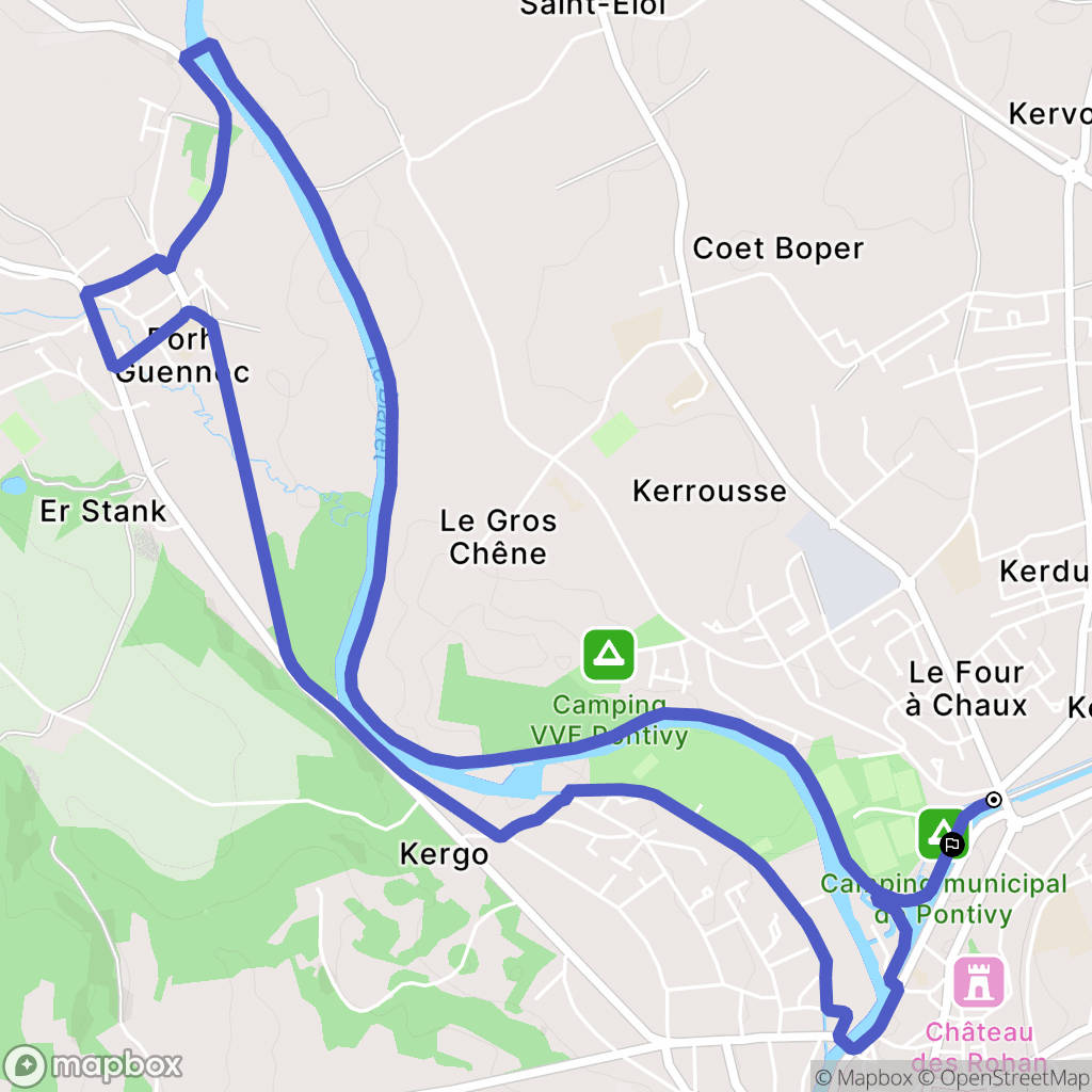 Pontivy : carte du parcours de randonnée - France