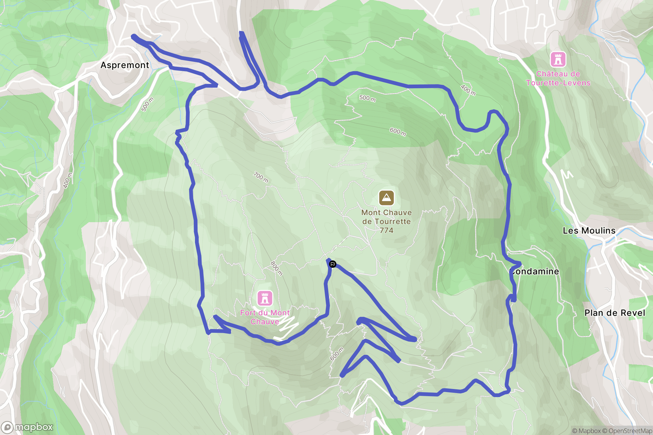 Aspremont : carte du parcours de randonnée - France